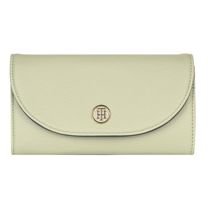 Image of Tommy Hilfiger Wallet for Women, Roche, Flap Wallet with Sling, Olive