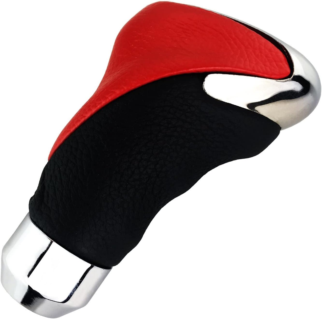 Lunsom Leather Gear Shift Knob, Type-R Gear Shifter Head Handle Lever Metal Shift Knob Fit Most Transmission Automatic Manual Vehicle (Black & Red)