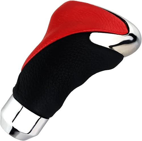 Miniatura 9 de Lunsom Pomo de palanca de cambios de cuero, mango de palanca de cambios Type-R para la mayoría de automóviles manuales (negro)