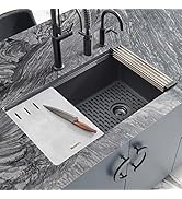 Ruvati 33-inch Black Workstation Kitchen Sink Granite Composite Undermount - RVG2302BK