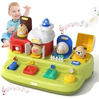 Beafaoo Animal Pop Up Toy for 1 2 3 4 Year Old Kids, Montessori Toys, Cause and Effect Toys, Early Development & Activity Toys, Musical with 12 Sound Effects, Interactive baby Toy