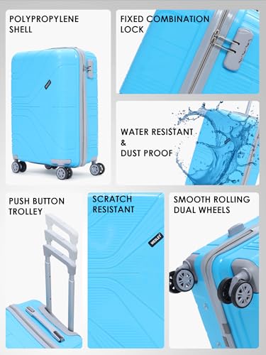 Image of Wesley Golfer Style Cabin 57 cm Small 8 Wheel Hard Case Trolley Bag Suitcase,(57cm, Blue)