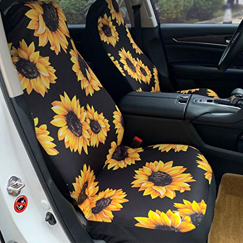 Venhoo Car Seat Covers Lovely Sunflower Universal Auto Front Seats Protector Compatible Fits for Most Car, SUV Sedan & Truck-2 Pcs