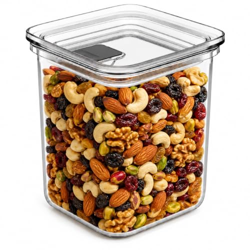 Image of All Time Modular Plastic Storage Container 700ml | Transparent Food Grade Airtight Kitchen Storage Jar with Silicone Gasket Lid | Stackable Multipurpose Canister for Snacks, Cereals & Pantry Storage