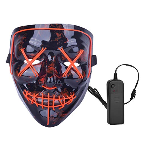 ZOY Scary LED Mask Halloween Costume Light up Mask Cosplay EL Wire Mask Glowing mask (red)