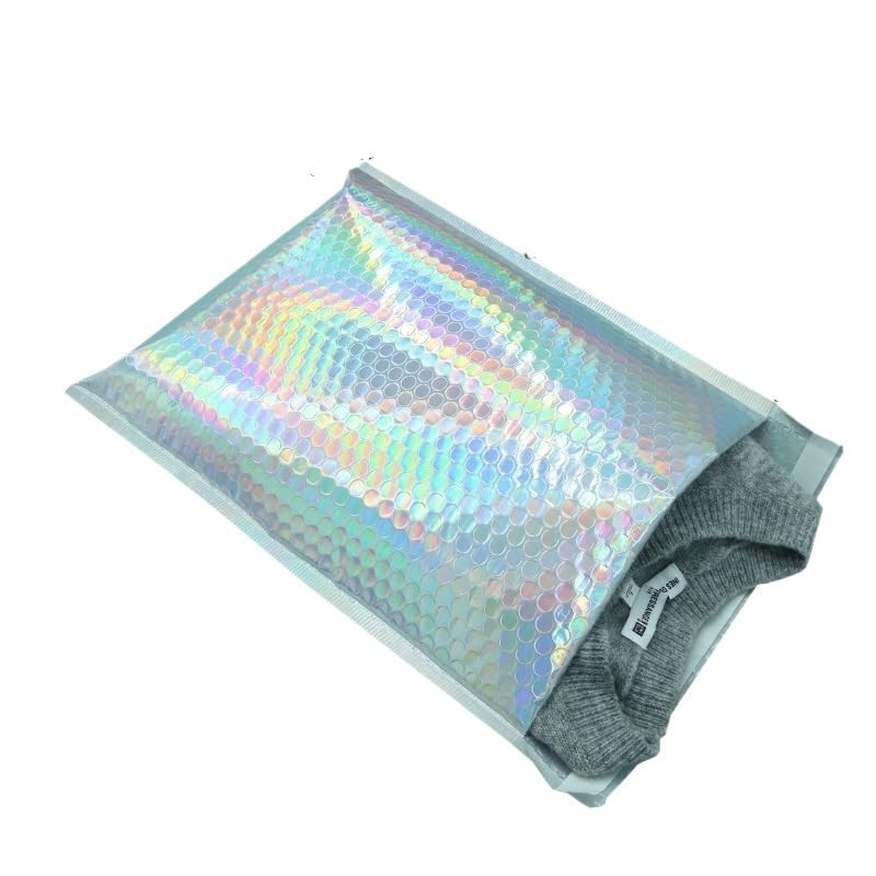 Buste Per Spedizioni 10 PZ Foil Olografico Bubble Mailer Sacchetti regalo for trucco Glamour Imballaggio colorato Bubble Mailer Busta imbottita for spedizione Buste Per Spedizioni Vinted(Rainbow-29x36