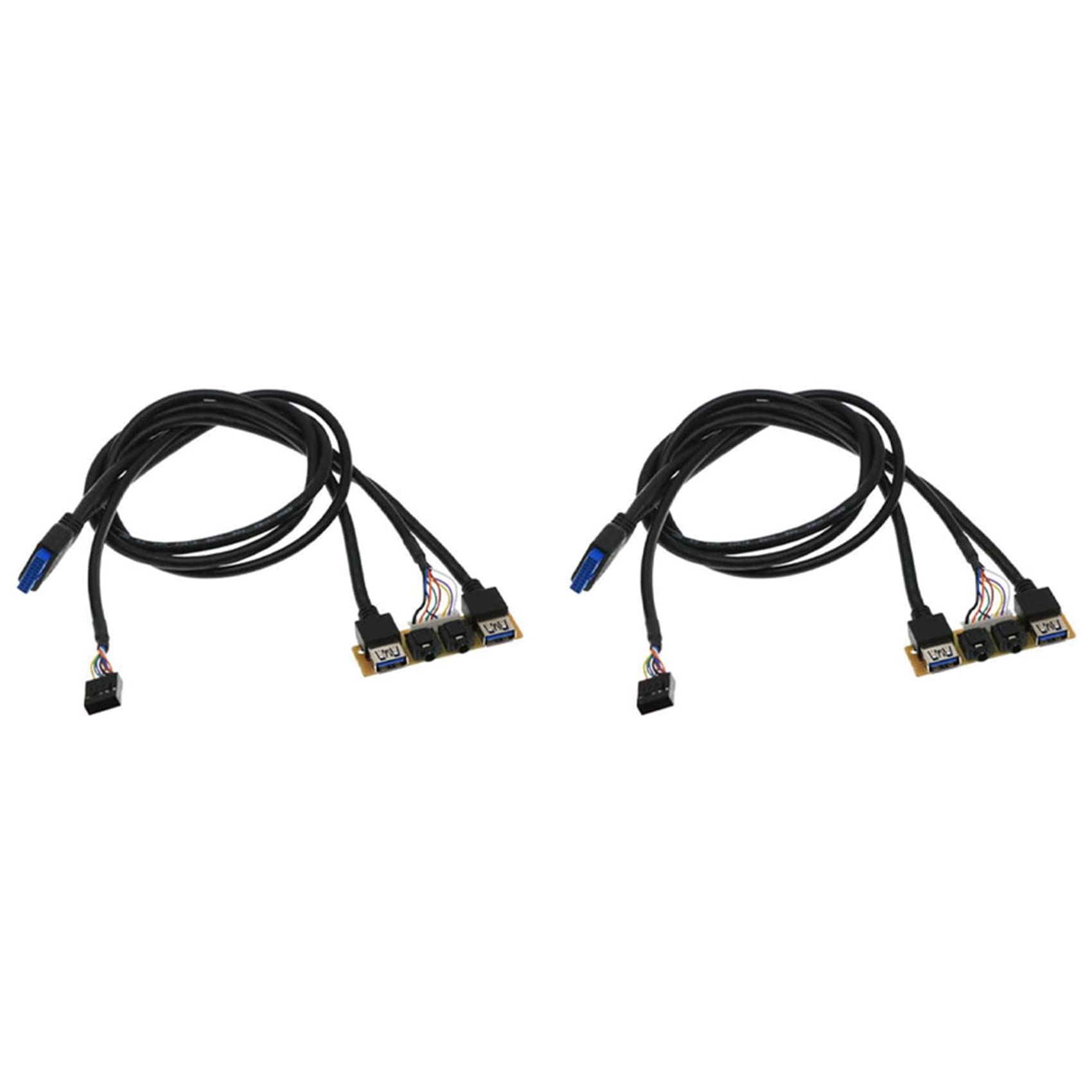 2pcs 60cm Front Case Panel USB3.0+USB3.0+HD Audio Jack Ports I/O Board+Internal Wire USB Bezel Line Case Extension Line