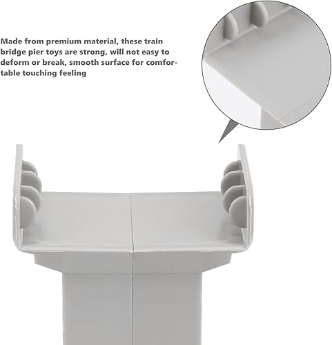 Miniatura 4 de Tren de madera 6 unids puente de tren Pier Track Toys Kids Train Bridge Support Risers Multi Level Support Risers Bloques de alto nivel Tren