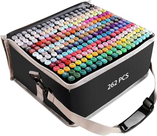 Image of Dual Tip Alcohol Markers Pen Set of 262 Colors - Broad & Fine Tip Art Markers for Drawing, Sketching, Illustration - Alcohol Based Coloring Markers for Artists, Students & Designers (Random Colours)