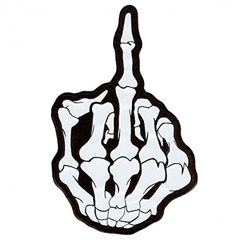 The Flip Off MIDDLE FINGER Skeleton - Iron-On / Saw-On Rayon REFLECTIVE Material PATCH - 3" x 5"
