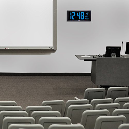 Acurite 76100M Oversized Led Clock With Indoor Temperature, Date And Fold-Out Stand 18-Inch Blue #TOP5