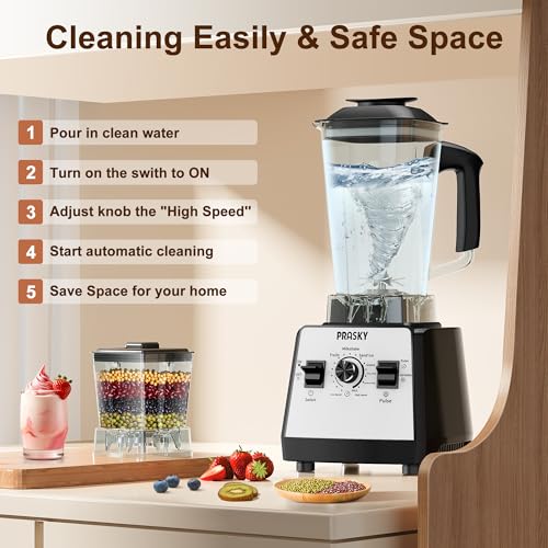 Image of Blenders for Kitchen, Smoothie Blender, 2400W /1000W Prasky Blender & Grinder Combo, 25,000 RPM High Speed, 68oz BPA-Free Food Processor, Countertop Blender for Smoothies, Shakes & Food (White,2L)