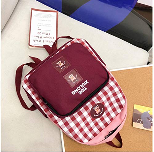 Mochila de lona con diseño de cuadros resistente y estilo juvenil 6