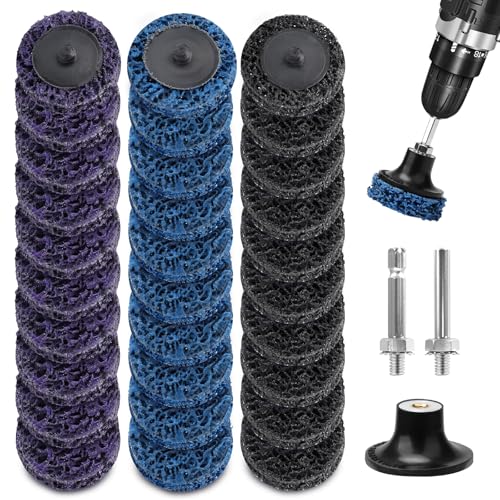 CSD Scheibe Schleifscheibe 50mm, 30 Stück Schleifaufsatz Reinigungsscheibe für Akkuschrauber Schleifen für Dremel Bohrmaschine, Grobreinigungsscheibe zum Entfernen von Farbe Rost Oxidation Entfernen