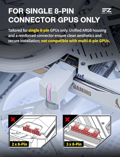 Cable de extensión de GPU de 8 pines EZDIY-FAB UNIFAS ARGB 16 AWG Premium 4
