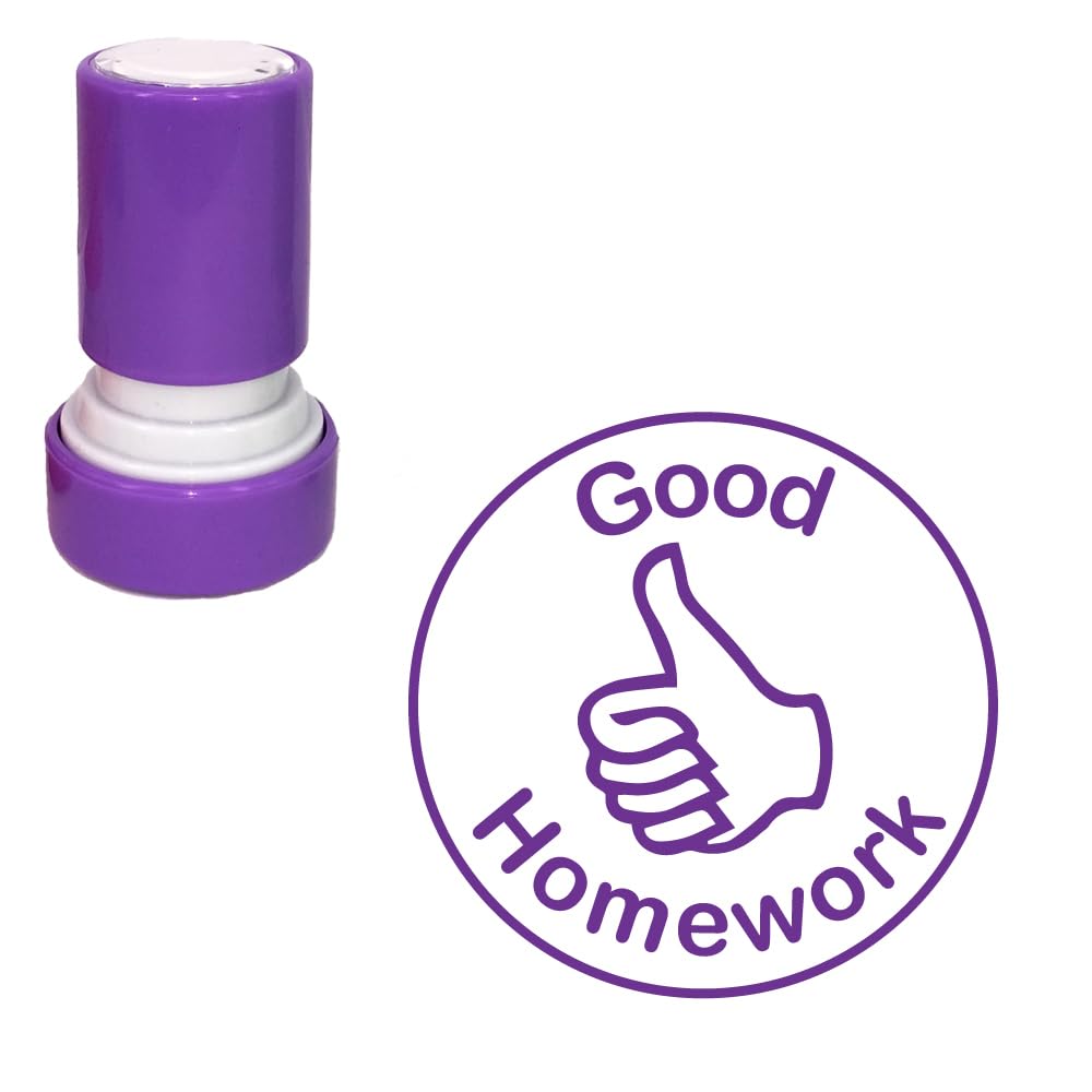 School Stamps Purple Good Homework Teacher Stamp. Self-Inking, 22Mm, Reinkable, Quality Stamper For Marking. Ink*