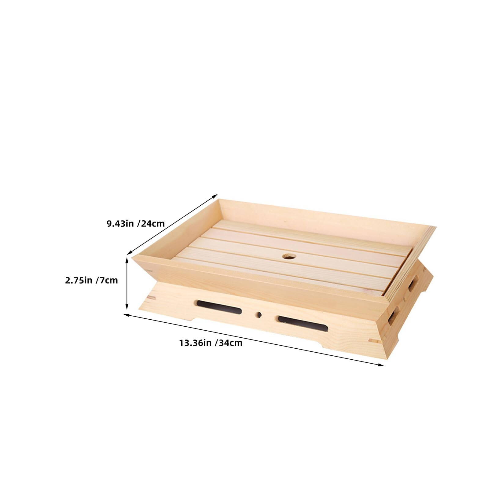 Homoyoyo Plato Rectangular para Sushi y Sashimi 2 Piezas de Madera Natural Soporte para Hielo Seco Adecuado para Servir Aperitivos y Mariscos Casa o Restaurante