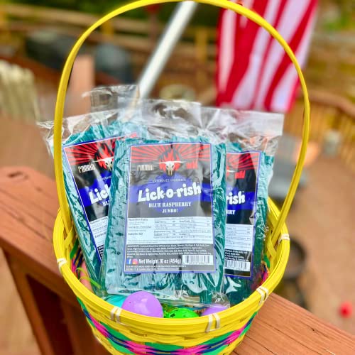 Blue Raspberry Licorice Candy | Gourmet Jumbo Licorice Made In The Usa | Soft And Chewy Twists | Lick-O-Rish 3 Pounds Total (Set Of 3 Bags, 1 Pound Each) #TOP2