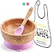 BABYLOVIT Cuenco natural | Baby LED Weaning vajilla Set | TÜV aprobado y certificado | Cuenco natural con ventosa, cubiertos y babero