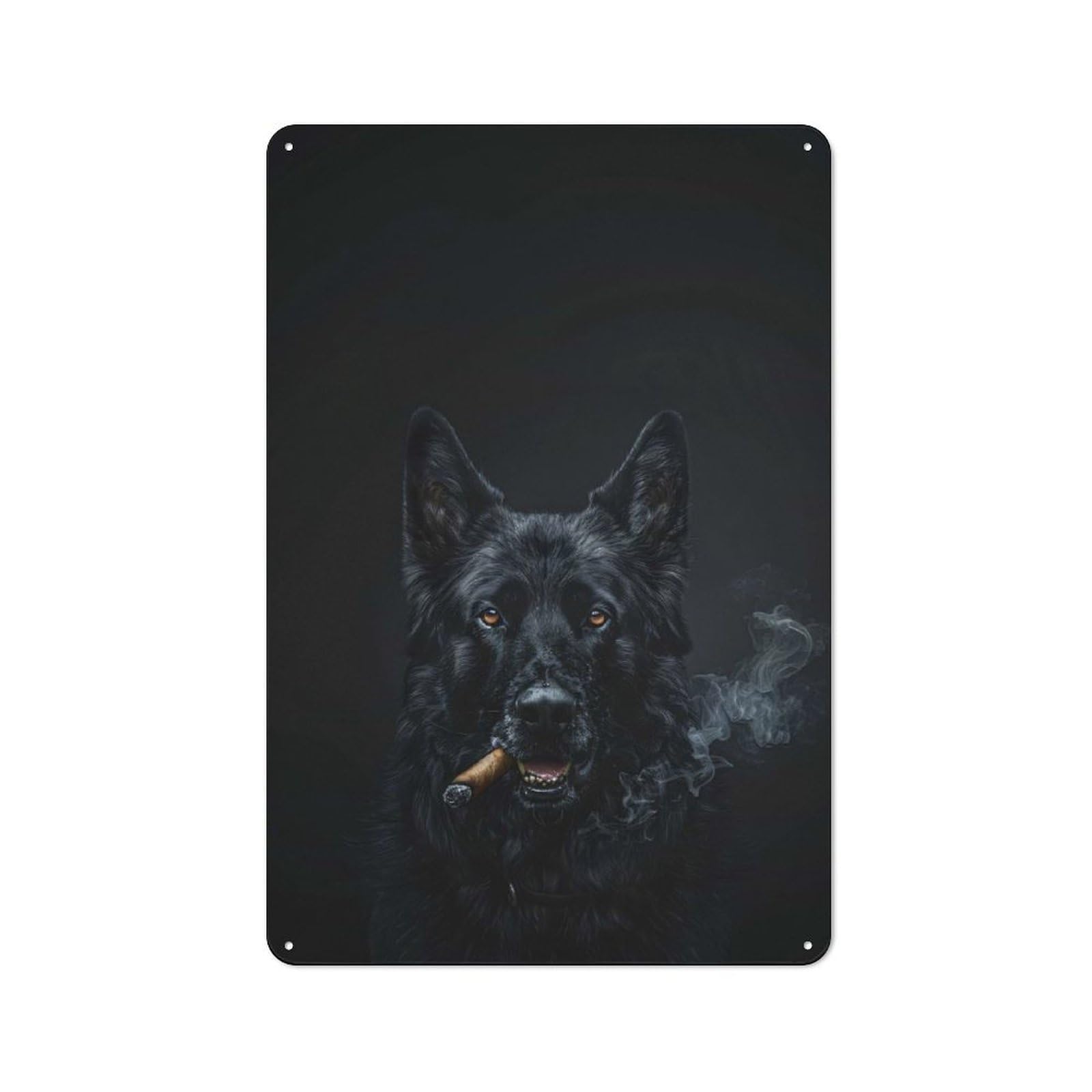 Junmoney German Shepherd Cigar Rustic Metal Sign 30X20cm For Café Or Restaurant, Suited To Café Owners And Decorators