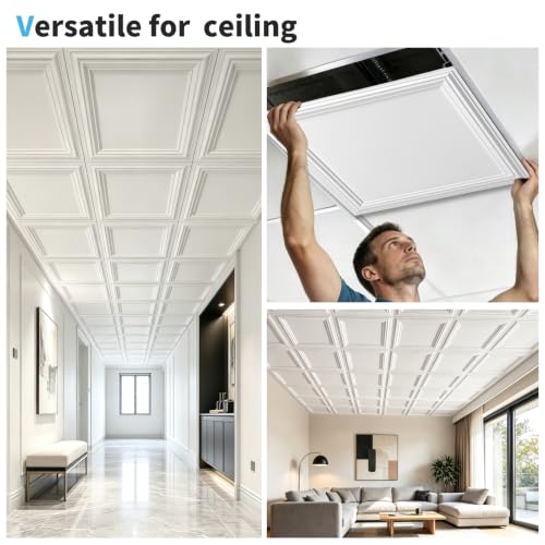 Image of Art3d 36-Pack PVC Waterproof Drop Ceiling Tiles, 24 x 24 inch, Square White