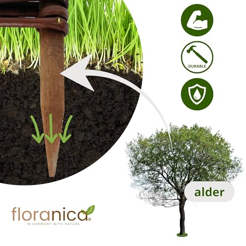 Floranica 10 Stück Beetbegrenzung aus Weide 10 cm x 100 cm Rasenkante aus Weidengeflecht Beeteinfassung Rasenkante Beetzaun Weidenzaun Palisade Abtrennung von Blumenbeetwegen Gartenbeeten