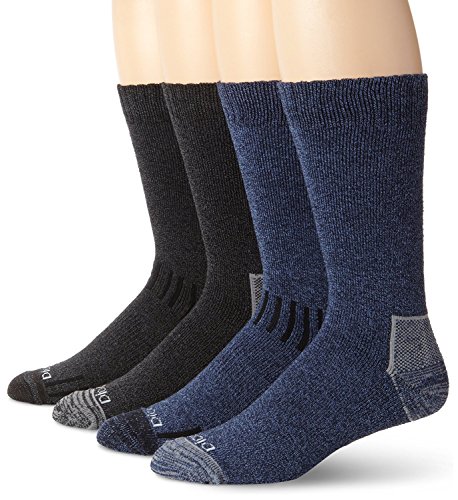 Dickies Men's Season Marled Moisture Control Crew Socks Multipack, Assorted Blue Black (4 Pairs), Shoe Size: 6-12