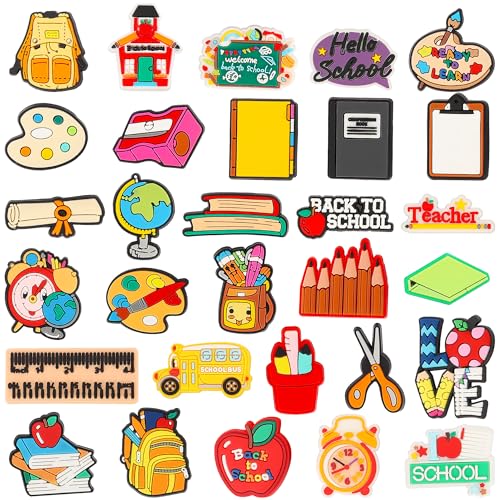 mortd 30 Pack Back to School Shoe Decoration Charms, Back