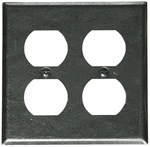 Hubbell-Raco 873 Square Switch Box Wall Plate with (2) Duplex Receptacle, 4-Inch