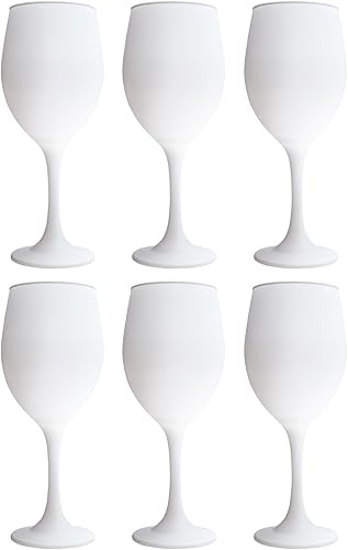 Vikko Copas de vino blanco, copa de vino de 14 onzas, juego de 6 copas de vino con tallo blanco mate para vino tinto y blanco, copas de vino gruesas