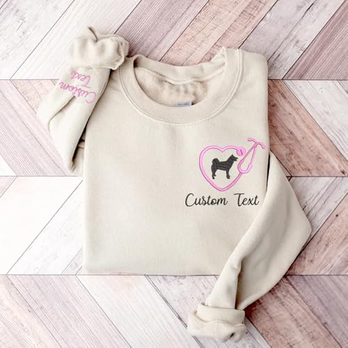 UrbanNEST Personalized Vet Tech Pullover, RVT Sweatshirt, Veterinarian Medicine, Embroidered Jacket, Scrubs, Assistant Gift4