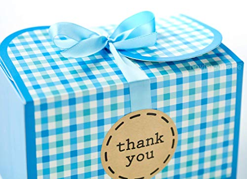Hayley Cherie - Gift Treat Boxes with Ribbons and Thank You Stickers (20 Pack) - 6.5 x 4 x 4 inches - Thick 400gsm Card - For Cookies, Goodies, Candy, Parties, Christmas, Birthdays, Weddings