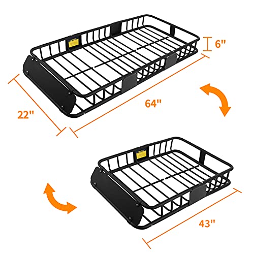 Xcar 64"X23"X6" Car Roof Rack Cargo Carrier Rooftop Basket Luggage For Traveling Black #TOP2