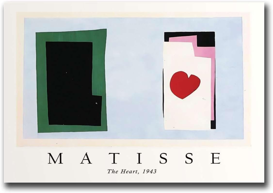ZZYGGN GMGSW The Heart by Henri Matisse Canvas Poster Abstract Wall Art Vintage Painting Henri Matisse Prints for Office Picture Decor 40x60cmx1 Frameless