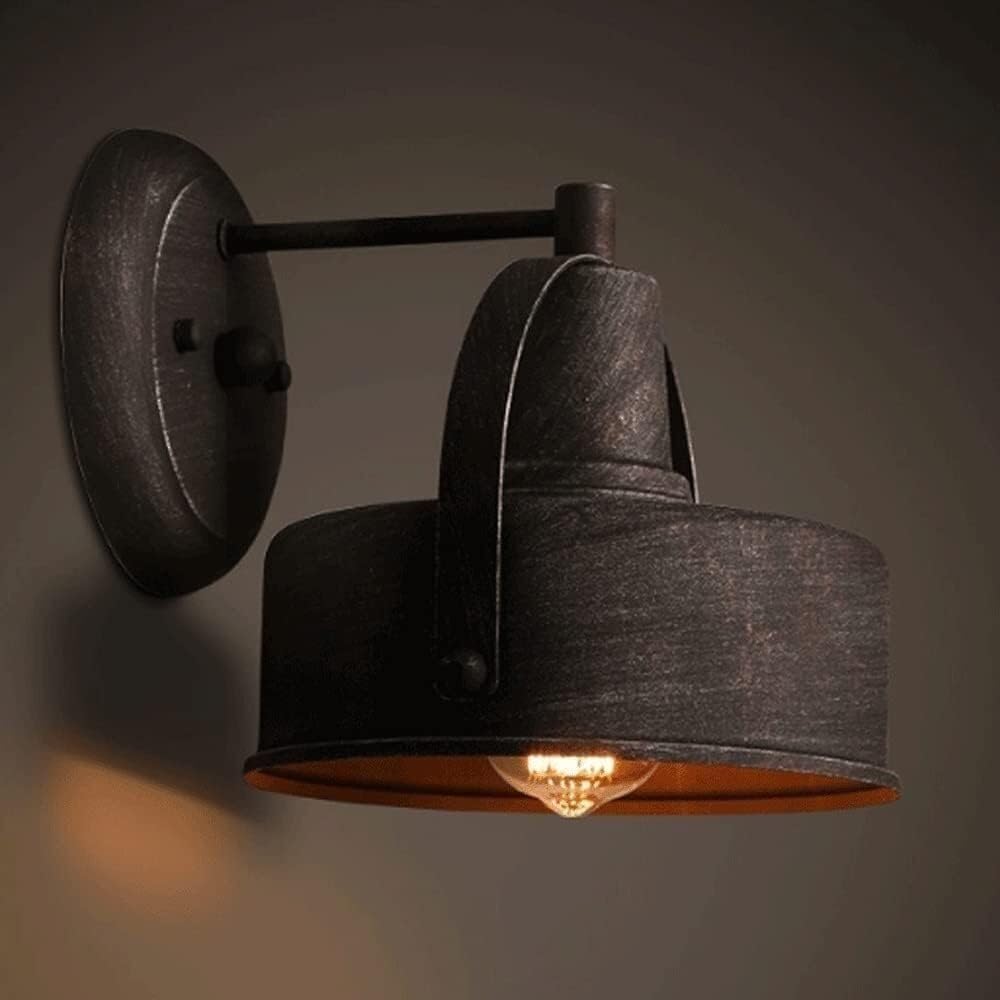 JYBNBBE American Retro Wall Sconce, Industrial Wrought Iron Lampshade Wall Light, E27 Holder, Attic, Restaurant, Bar, Balcony, Aisle, Corridor Pendant Light