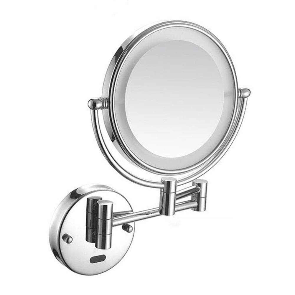 Miroir de salle de bain led pivotant et extensible 20 cm en chrome