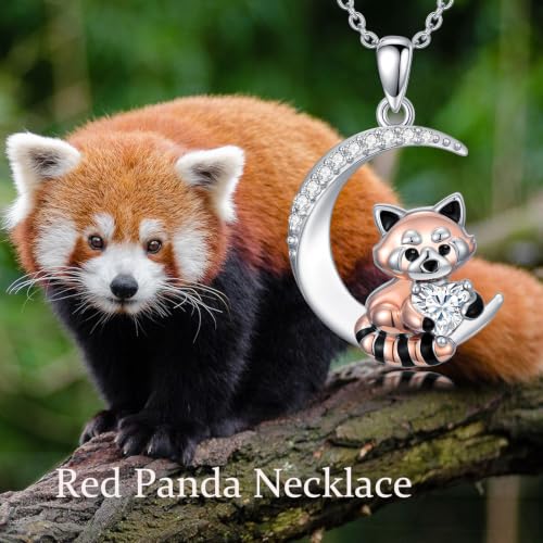 Image of PROESS Animal Birthstone Necklace 925 Sterling Silver Otter /Axolotl /Hippo /Elephant /Dachshund /Monkey /Red Panda Pendant Necklace Animal Birthstone Jewelry Gifts for Women