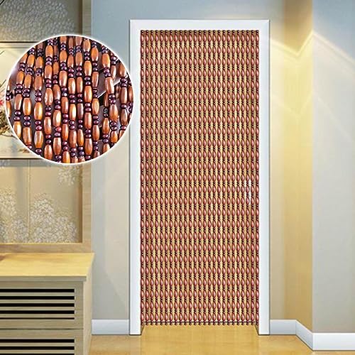 Rideau de perles en bois pour porte et separation de piece 90x200 cm - 2