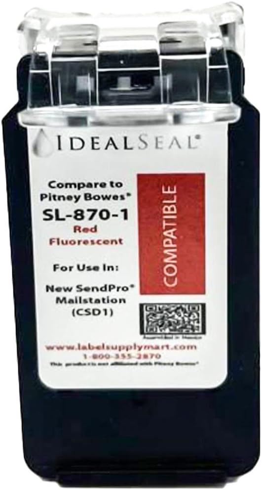 IDEALSEAL New Replacement Postage Ink Cartridge for SL-870-1 Red Ink Cartridge for New SendPro Mailstation (CSD1) (2 Pack)