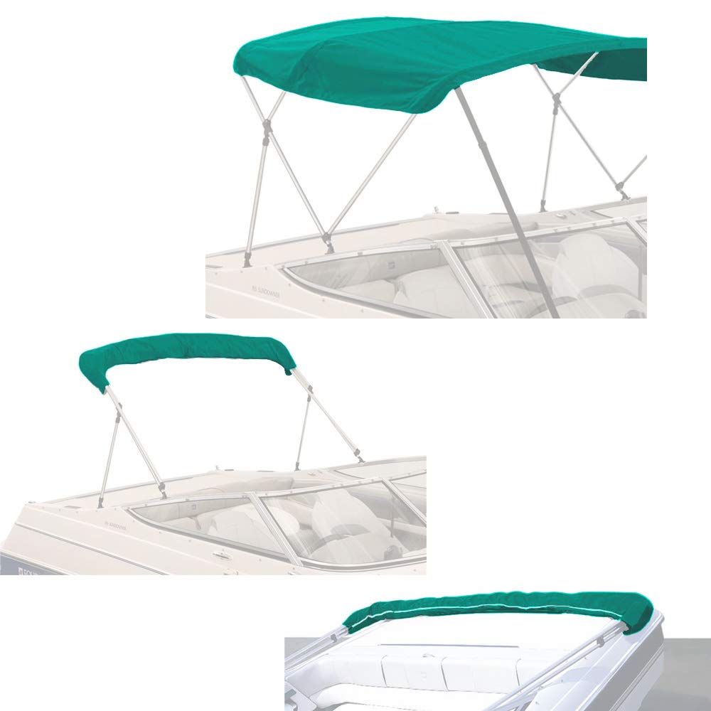 SavvyCraft 4 Bow Bimini Top Replacement Cover 9 Colors Options 8ft and 10ft Long, Durable Marine Grade Canvas Sun Shade Boat Canopy, Easy Install