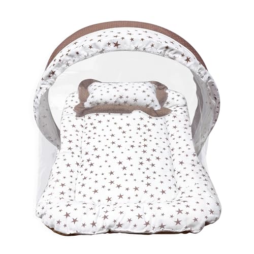 Image of CUSTOMARY New Born Baby Sleeping Bag, Baby Mosquito Net, Reversible Round Bed Tub and Gadda Bedding Set for 0-6 Months Pack of 4