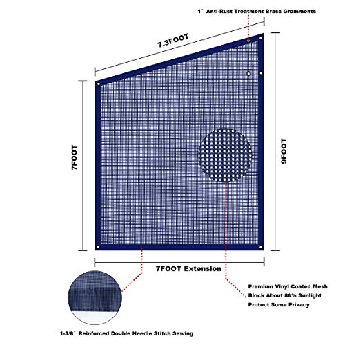 Tentproinc TPS090708 Rv Awning Sunshade Screen ● Navy Blue Mesh Sun Shade ●Block Sunshine From Patio Side Direction ●Motorhome Camping Trailer Uv Sunblocker ●Canopy Sunscreen-3 Year Warranty thumb #5
