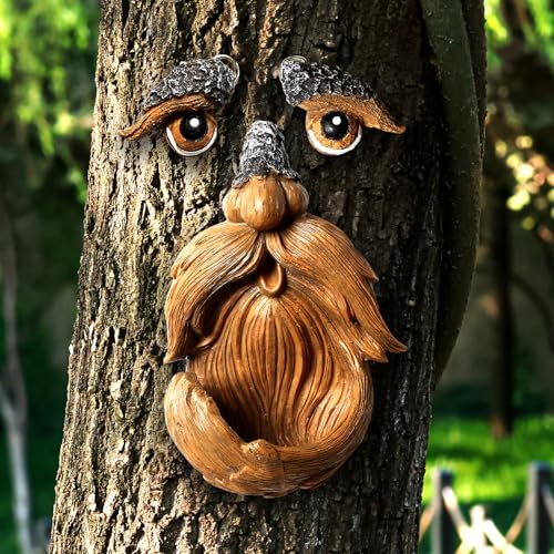 XIOQINE Playful Tree Faces Decor Outdoor, Whimsical Tree Decorations Outdoor