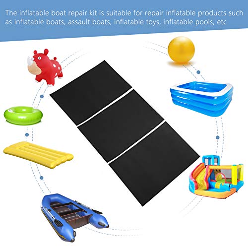 Yosoo Health Gear 3Pcs PVC Repair Patch Repair Patches Kit Set Waterproof Raft Patch Kit Inflatable Boat Repair Patch Repair Patches Accessory Fit for Inflatable Boat Kayak - Image 3