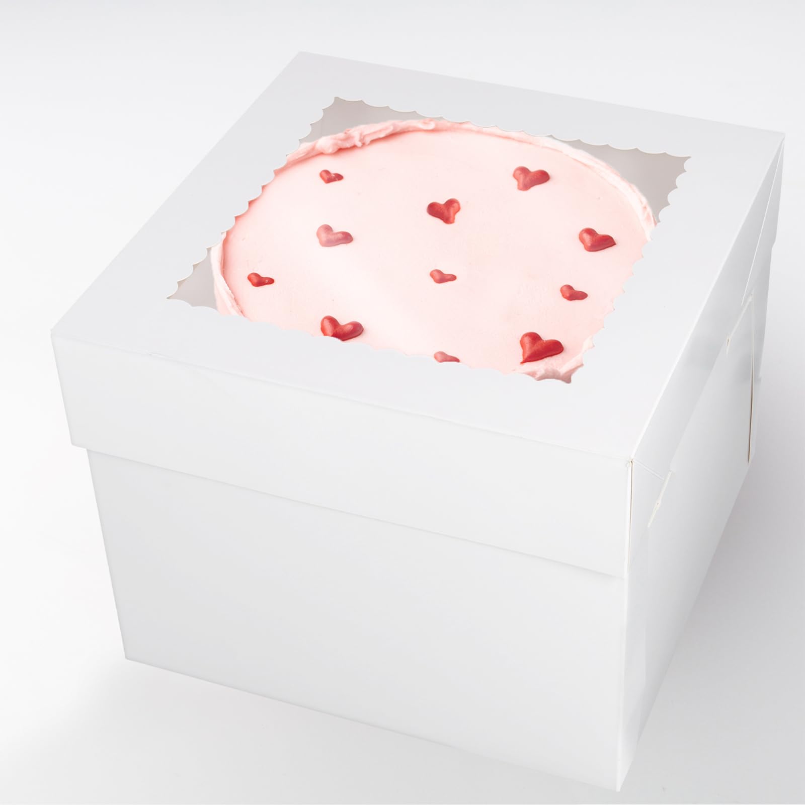 MOUYAT 40 cajas para tartas de 10 pulgadas con tablas para tartas, caja de pastel de 10 pulgadas con ventana, cajas de pastel de panadería para bodas, cumpleaños, fiestas, color blanco