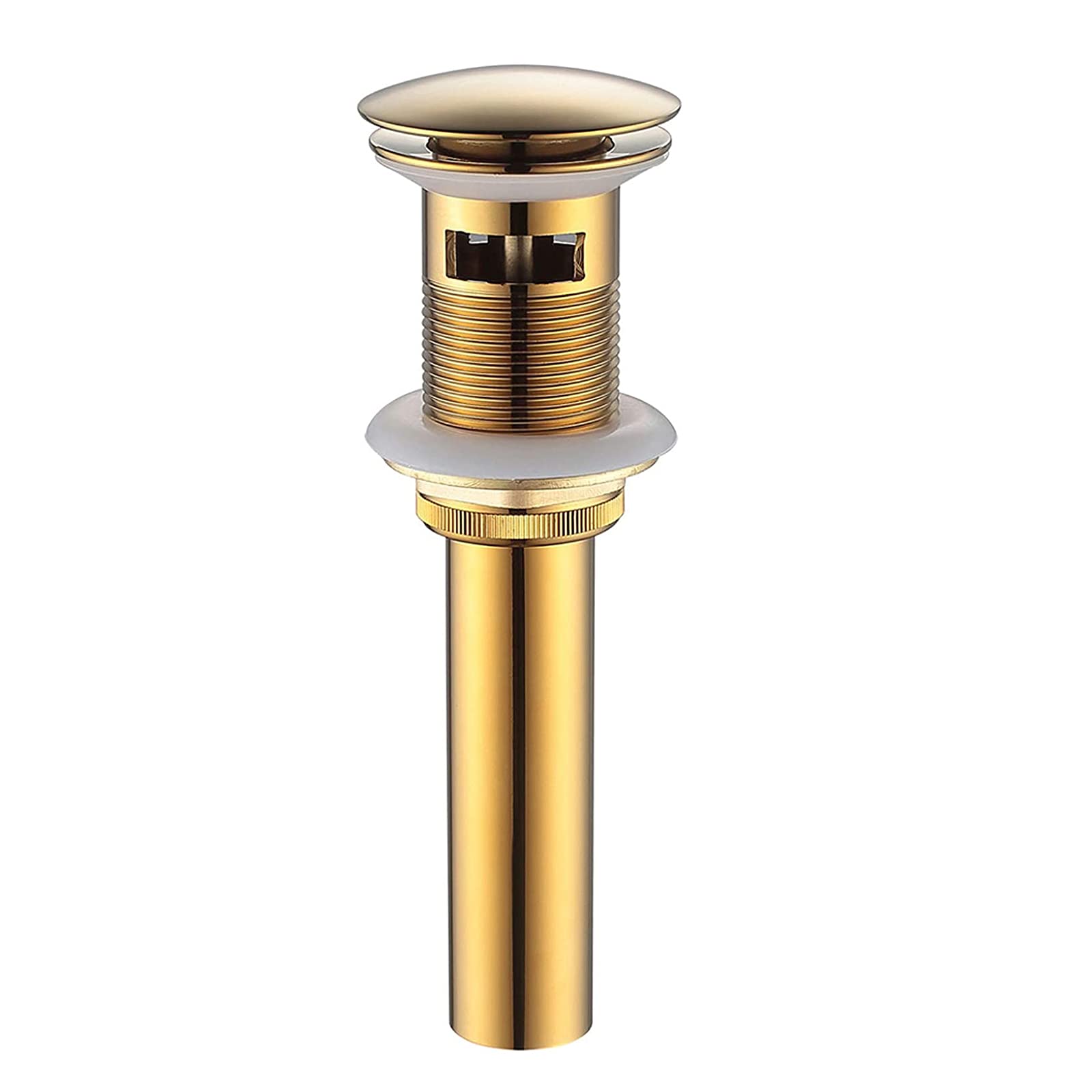 YCCUZA Bathroom Sink Drain Stopper with Overflow Gold Luxury Brass Pop Up Drain Stopper with Overflow Push Bottom Pop Up Drain Lavatory Drain Assembly