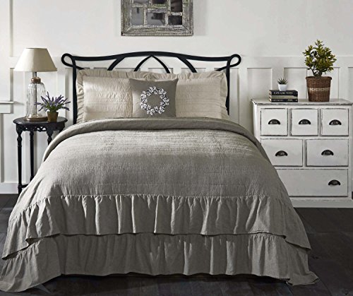 Piper Classics Ruffled Chambray Reversible Full-Queen Quilt, 90