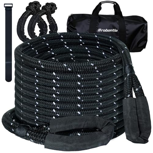 Image of Kinetic Recovery Tow Rope 5 /8 inch x 20ft, 38000lbs Snatch Strap,Heavy Duty Stretch Nylon Towing Ropes with 2pcs Soft Shackles for Offroad Vehicle,Jeep, SUV, ATV, UTV