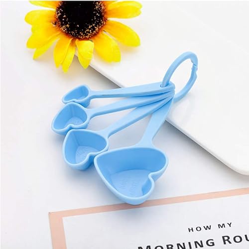 Miniatura 6 de Hemoton Cucharas medidoras de plástico con forma de corazón, cucharadita de postre, cuchara de café, vajilla líquida medida seca para el día de San