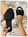 OYOANGLE Women's Striped Textured Open Toe Slide Sandals Indoor Outdoor Slippers Comfy Flat Sandal Black 6.5